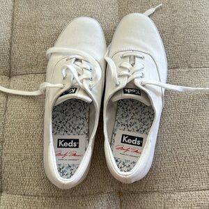 Keds White Canvas Lace Up Sneakers